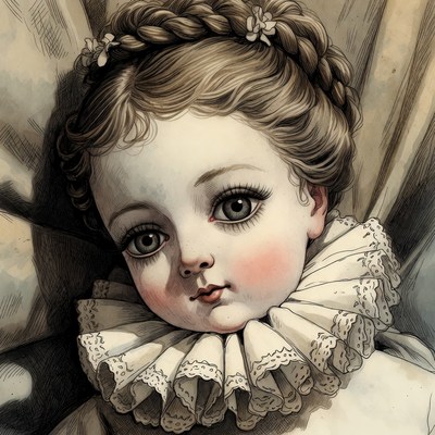 Girl with braided hair in ruffled collar