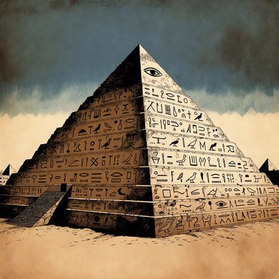 Egyptian Pyramid with Hieroglyphs and Eye