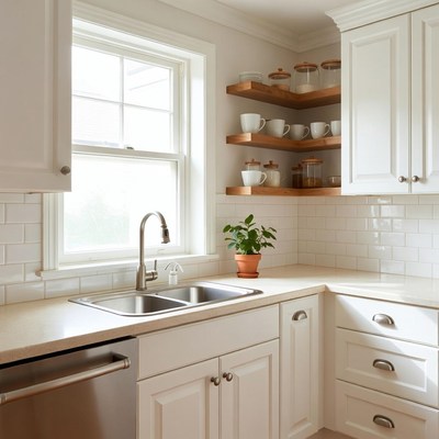 White Modern Kitchen Sink Corner