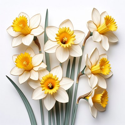 Bunch of white daffodils with yellow centers