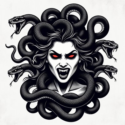 Medusa with Snakes Hair