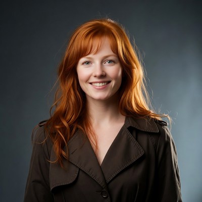 Smiling woman with red hair