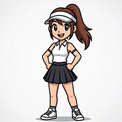 Anime girl in tennis outfit