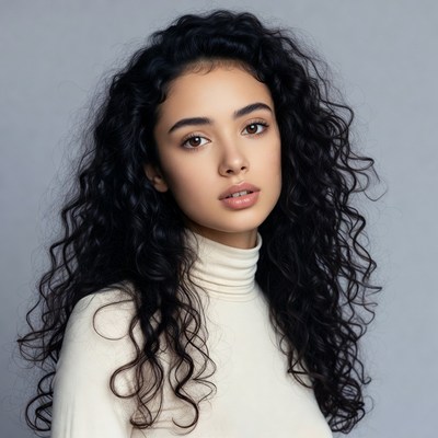 Beautiful woman with curly black hair