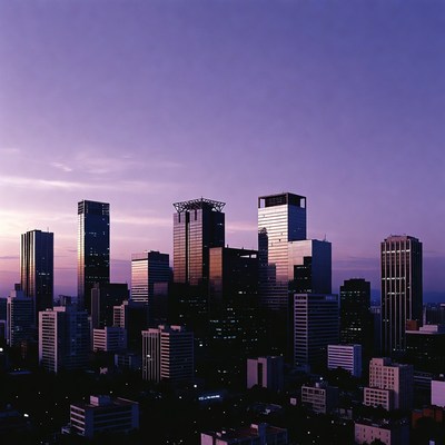 Purple Skyline Cityscape at Twilight