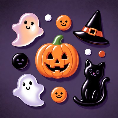Halloween Clipart Ghosts Pumpkin Witch Hat Cat