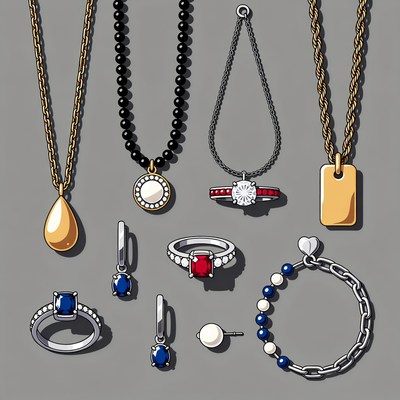 Assortment of Jewelry Illustration