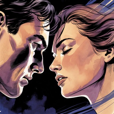 Man and woman close-up faces