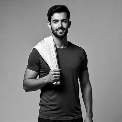 Handsome man with towel over shoulder