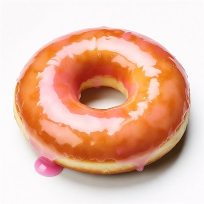 Glazed donut with pink icing