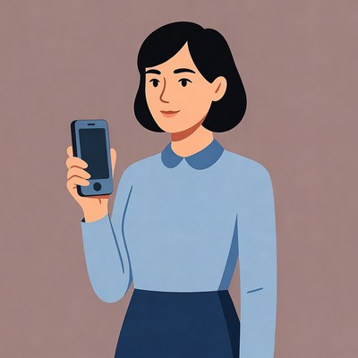Woman holding smartphone illustration