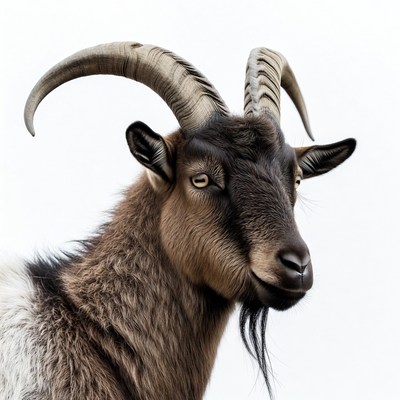Goat with curved horns