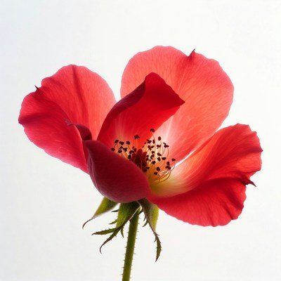 Red Rose Flower on White Background