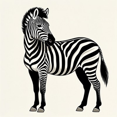 Zebra standing on white background