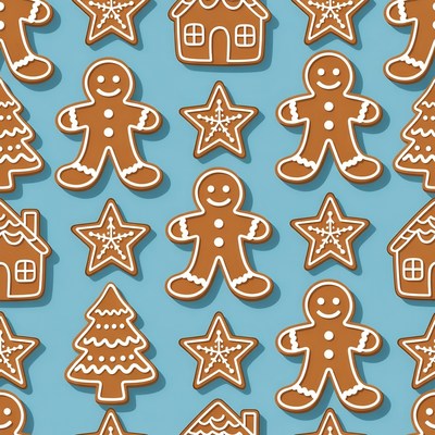 Gingerbread Men Christmas Seamless Pattern