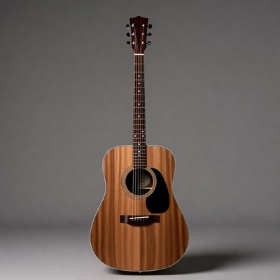 Acoustic Guitar on Gray Background