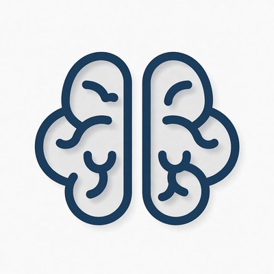 Blue Brain Outline Icon
