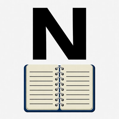 Letter N over Open Notebook