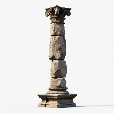Ancient Stone Column with Ionic Capital