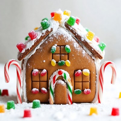 Colorful Gingerbread House with Candy