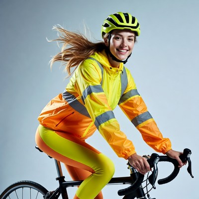 Woman cycling in yellow helmet and gear