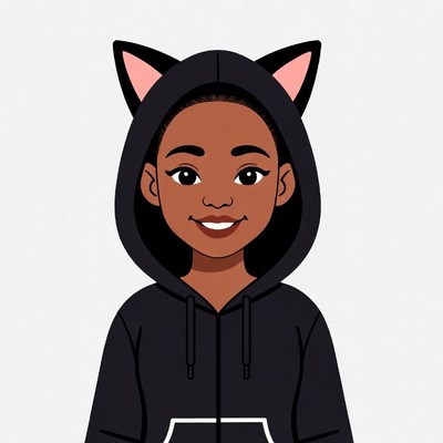 African-American girl in cat ear hoodie