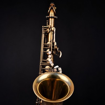 Brass Alto Saxophone on Black Background