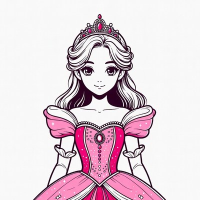Princess in pink gown and crown