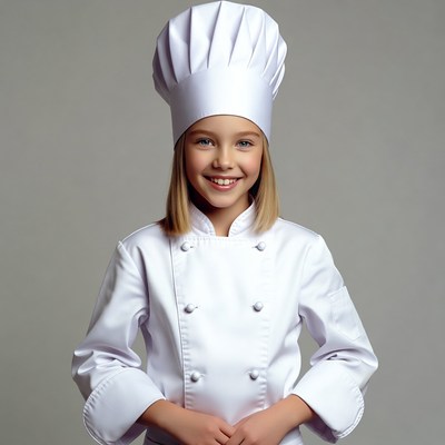 Girl wearing chef hat and uniform