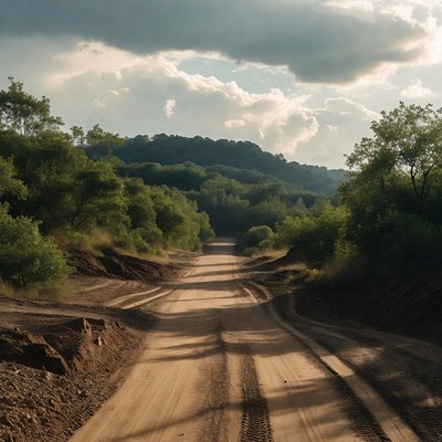 Dirt Road Through Forest Hills