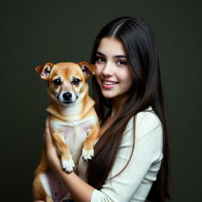 Girl holding chihuahua dog