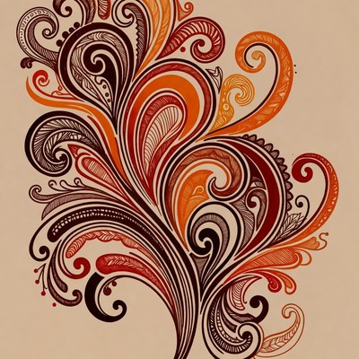 Abstract Orange Swirl Floral Pattern