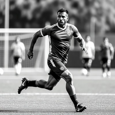 Soccer player sprinting on field