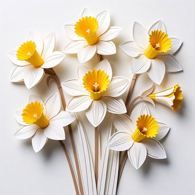 Paper Cutout Yellow Daffodils Bouquet