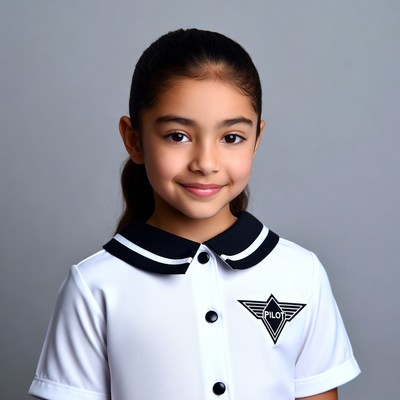 Young girl in pilot uniform