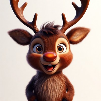 Cute smiling reindeer with red nose