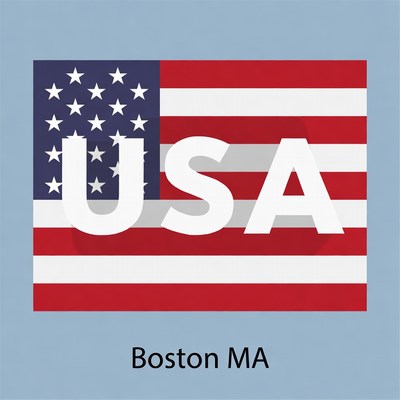 USA Flag with Boston MA