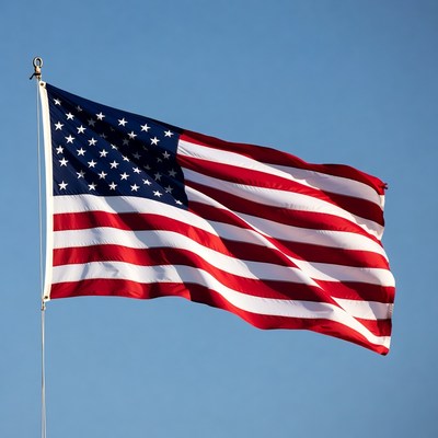 American Flag Waving on Pole