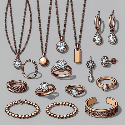Rose Gold Jewelry Set Illustration