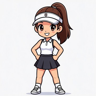 Cute Asian girl in tennis outfit