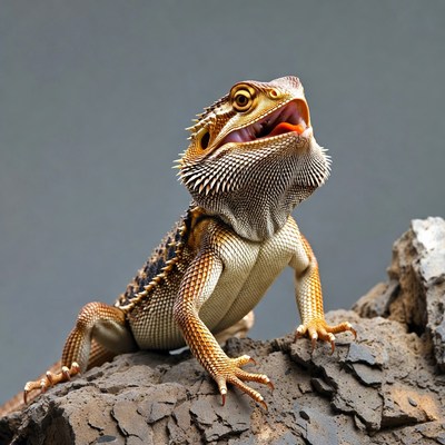 Bearded Dragon Lizard on Rock