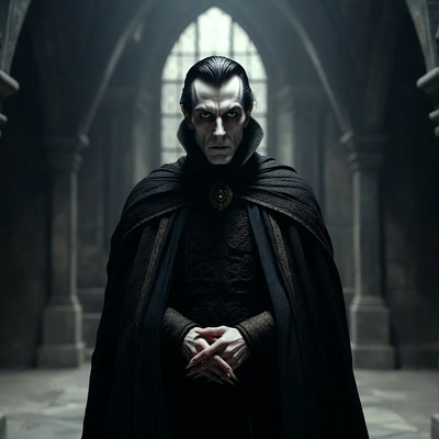 Vampire man in gothic castle