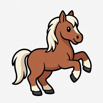 Cute cartoon foal rearing up