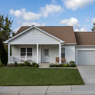 White suburban house with porch