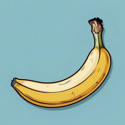 Yellow banana illustration on blue background
