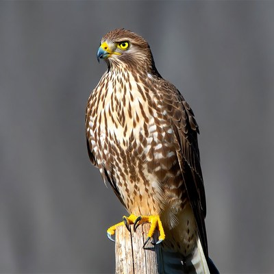 Red-tailed Hawk Perched on Post