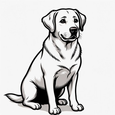 Sitting Labrador Retriever Illustration