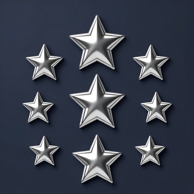 Nine Silver Stars on Navy Background