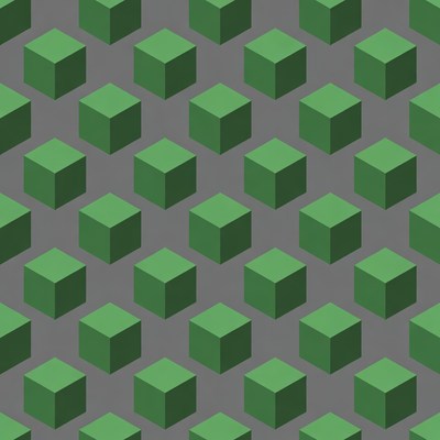 Green Cubes on Gray Background