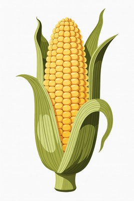 Corn cob with green husks